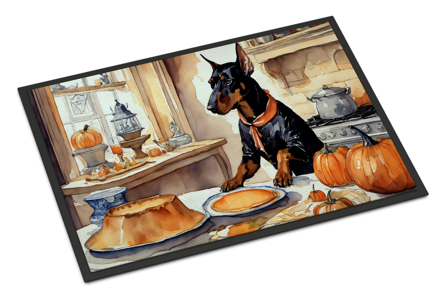 Doberman Pinscher Fall Kitchen Pumpkins Doormat