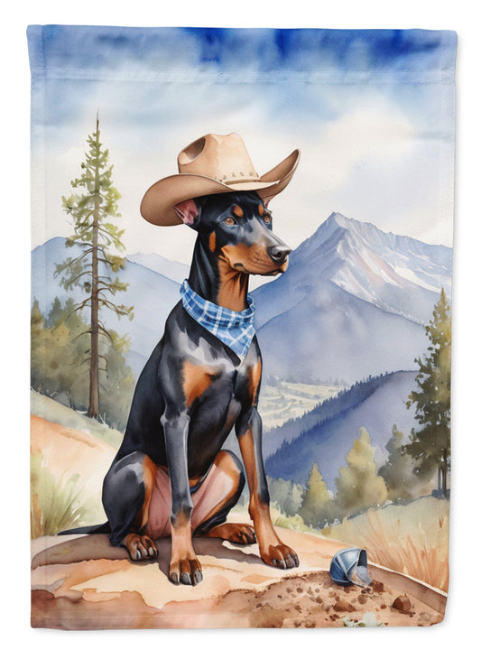 Doberman Pinscher Cowboy Welcome House Flag