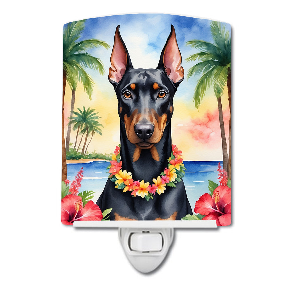Doberman Pinscher Luau Ceramic Night Light